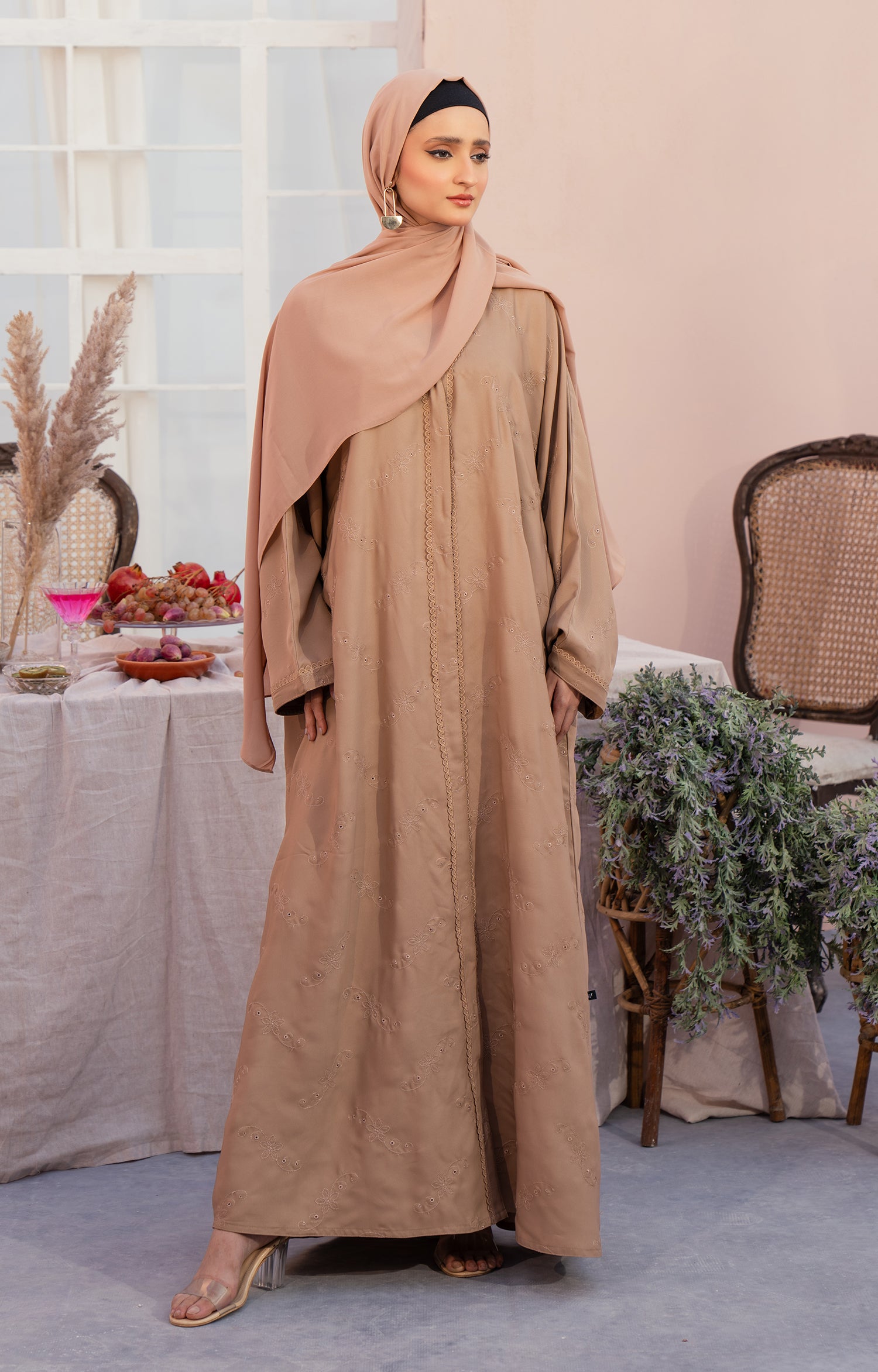 IVORY FAWN FRONT OPEN ABAYA