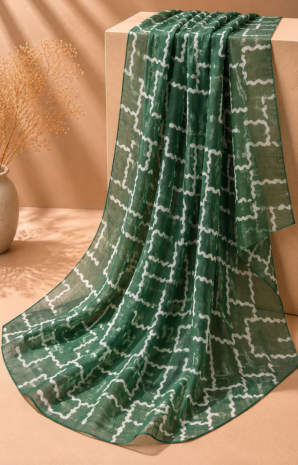 Printed Lawn Hijab - Green