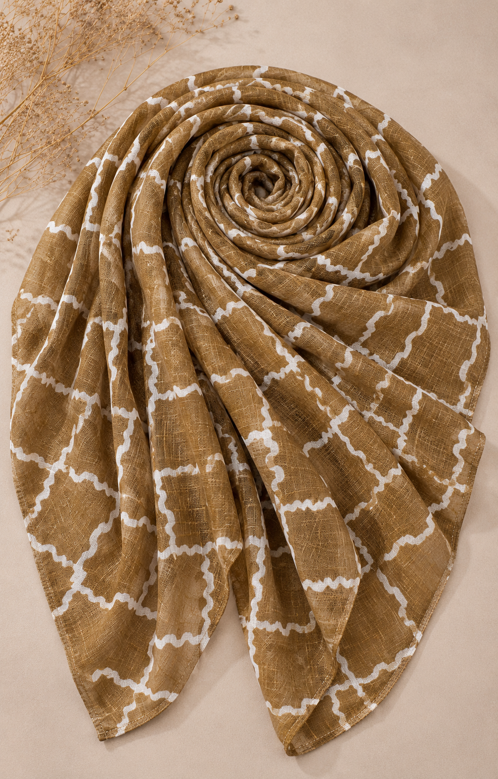 Printed Lawn Hijab - Honey
