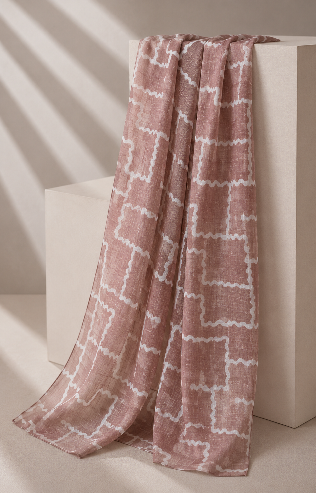 Printed Lawn Hijab - Pink
