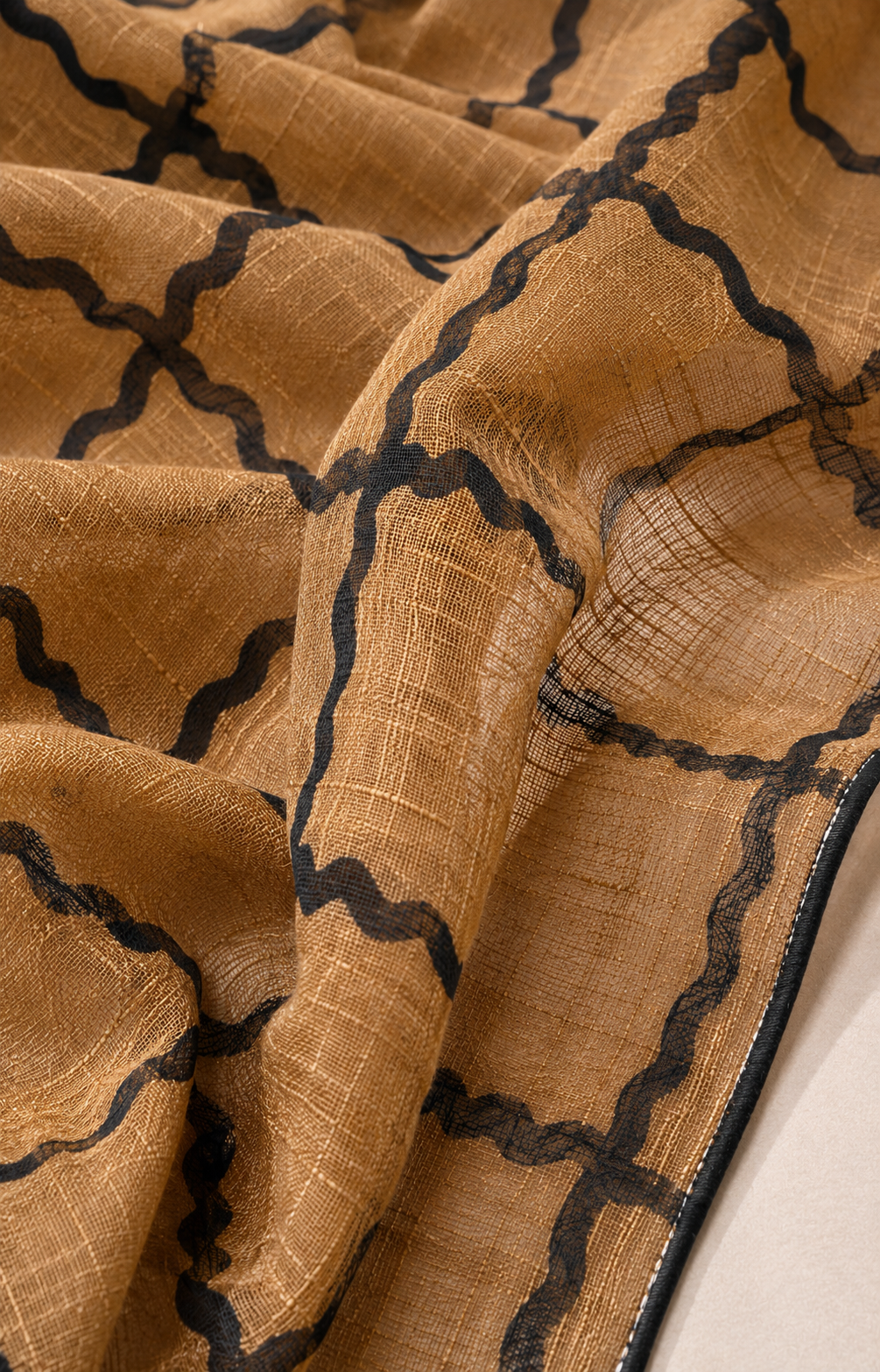 Printed Lawn Hijab - Camel