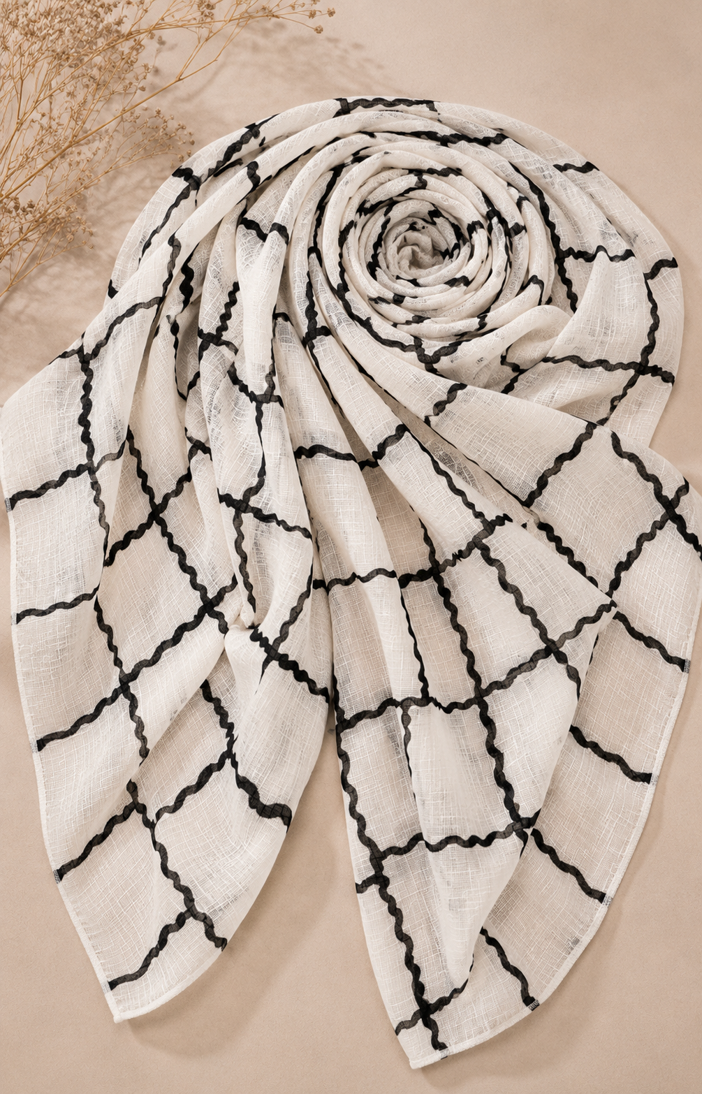 Printed Lawn Hijab - White