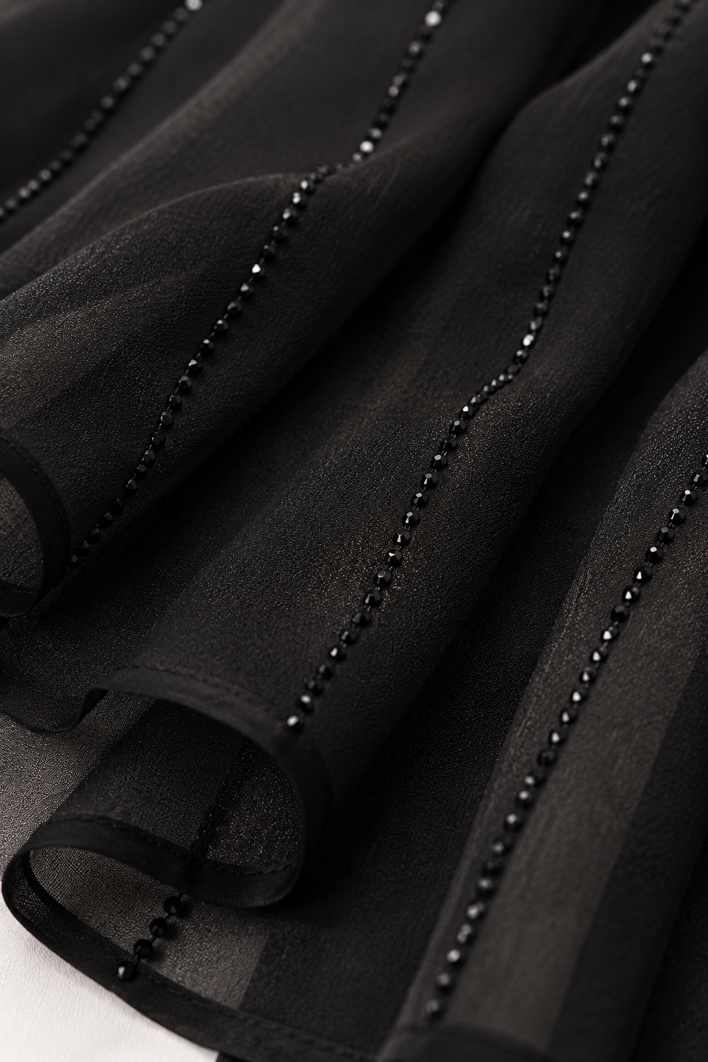 Georgette Pitch Black Scarf