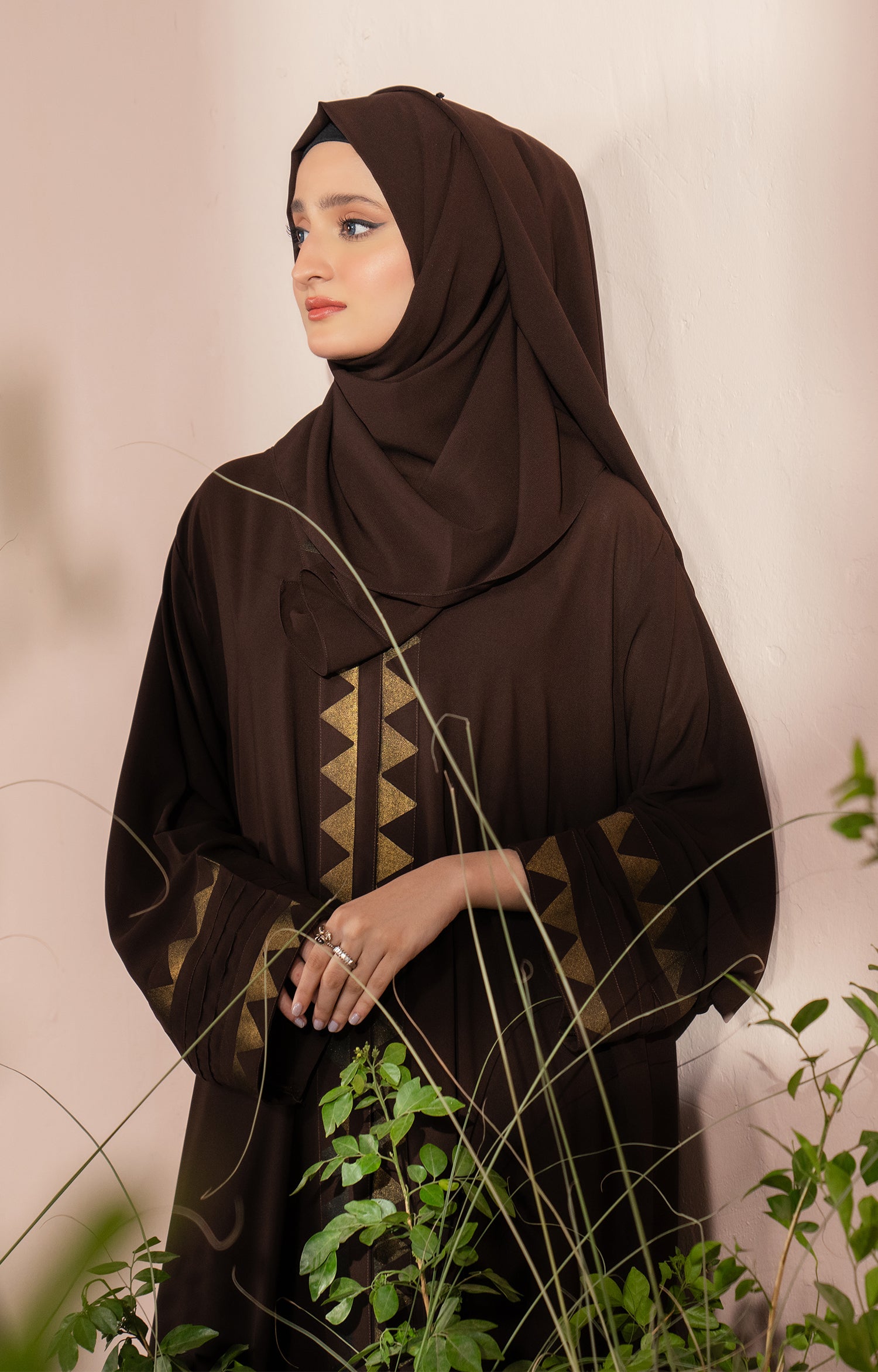BROWN ROUGE FRONT OPEN ABAYA