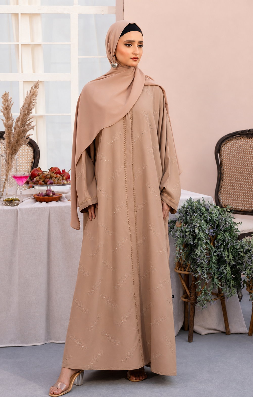 IVORY FAWN FRONT OPEN ABAYA