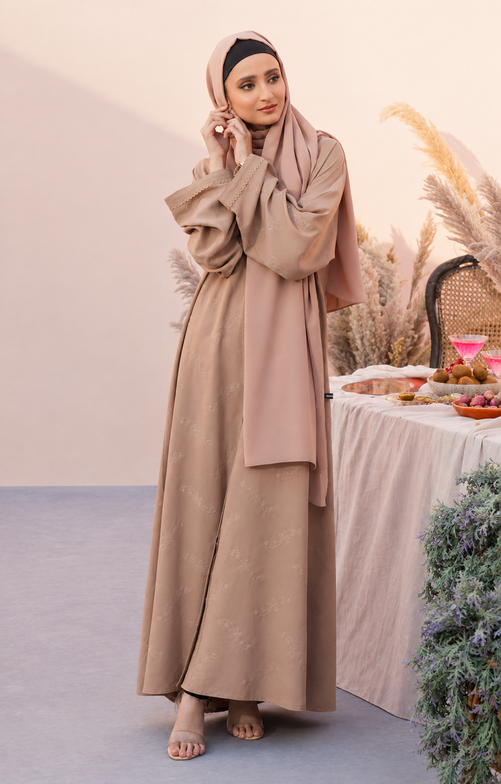 IVORY FAWN FRONT OPEN ABAYA