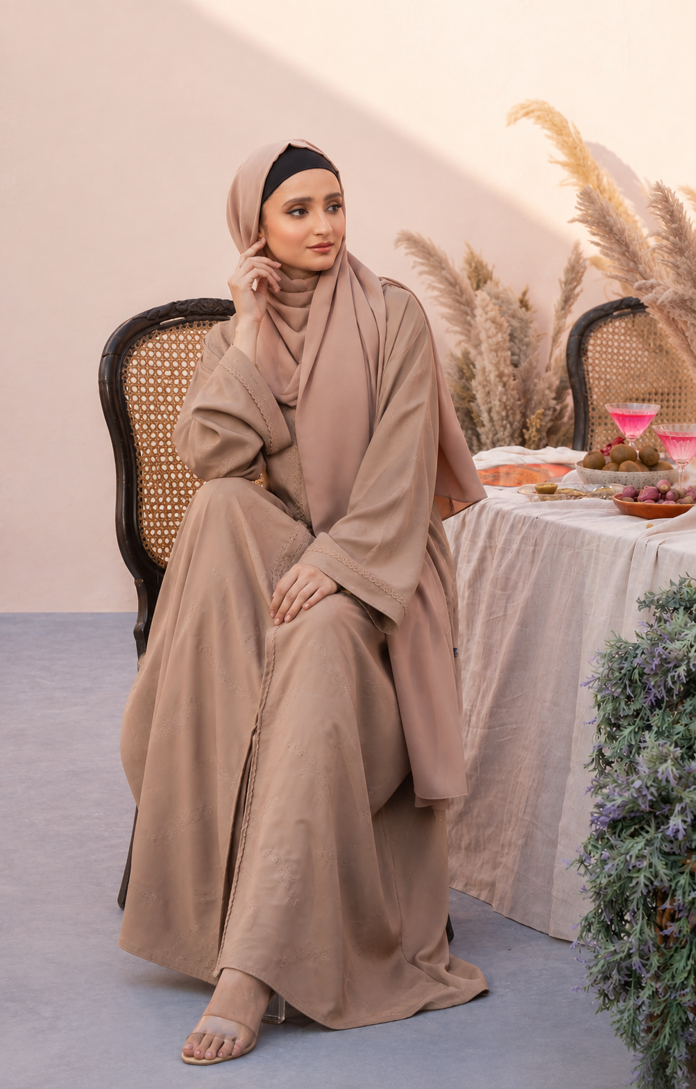 IVORY FAWN FRONT OPEN ABAYA