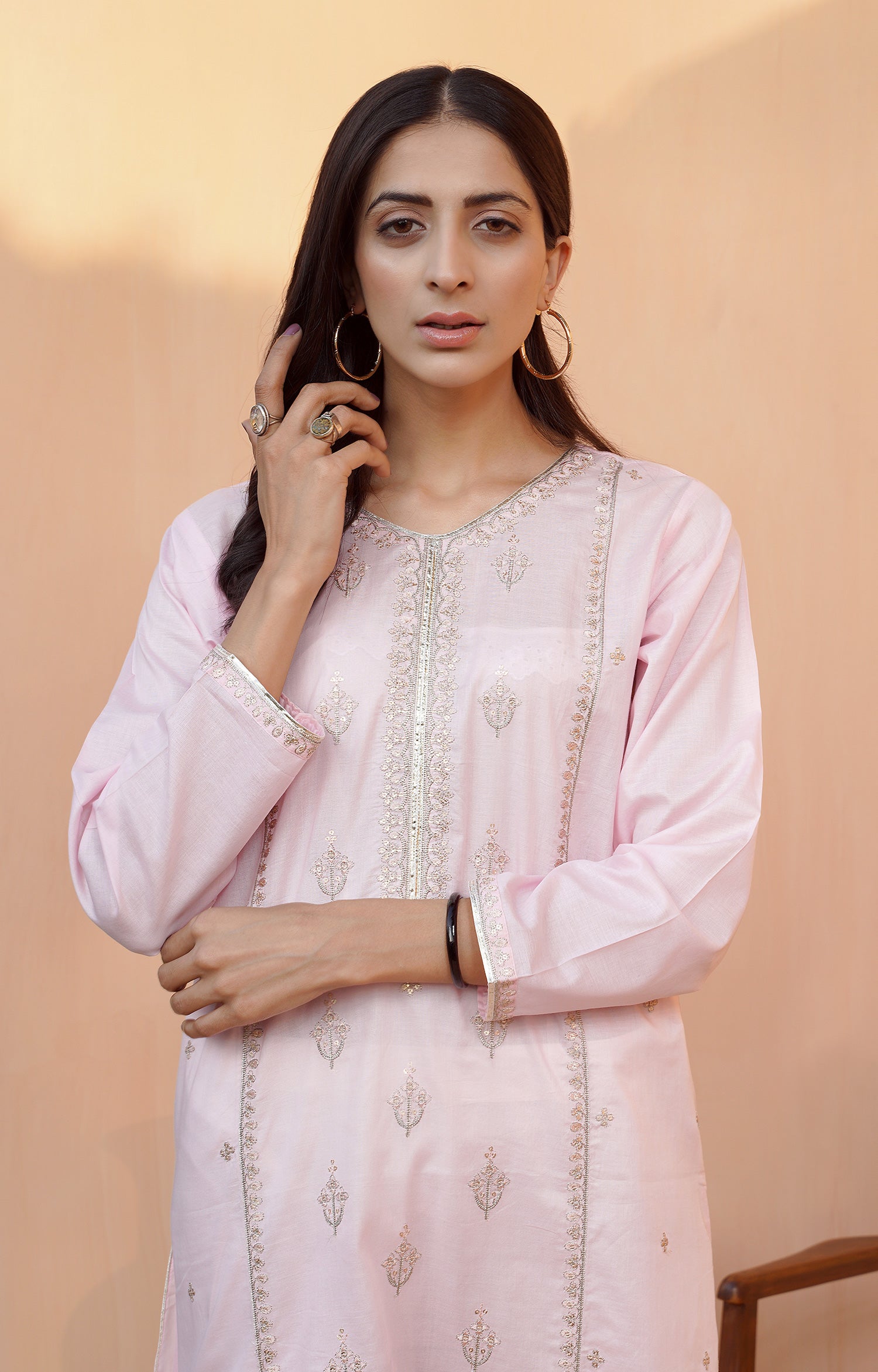DUSTY PINK - EMBROIDERED SHIRT