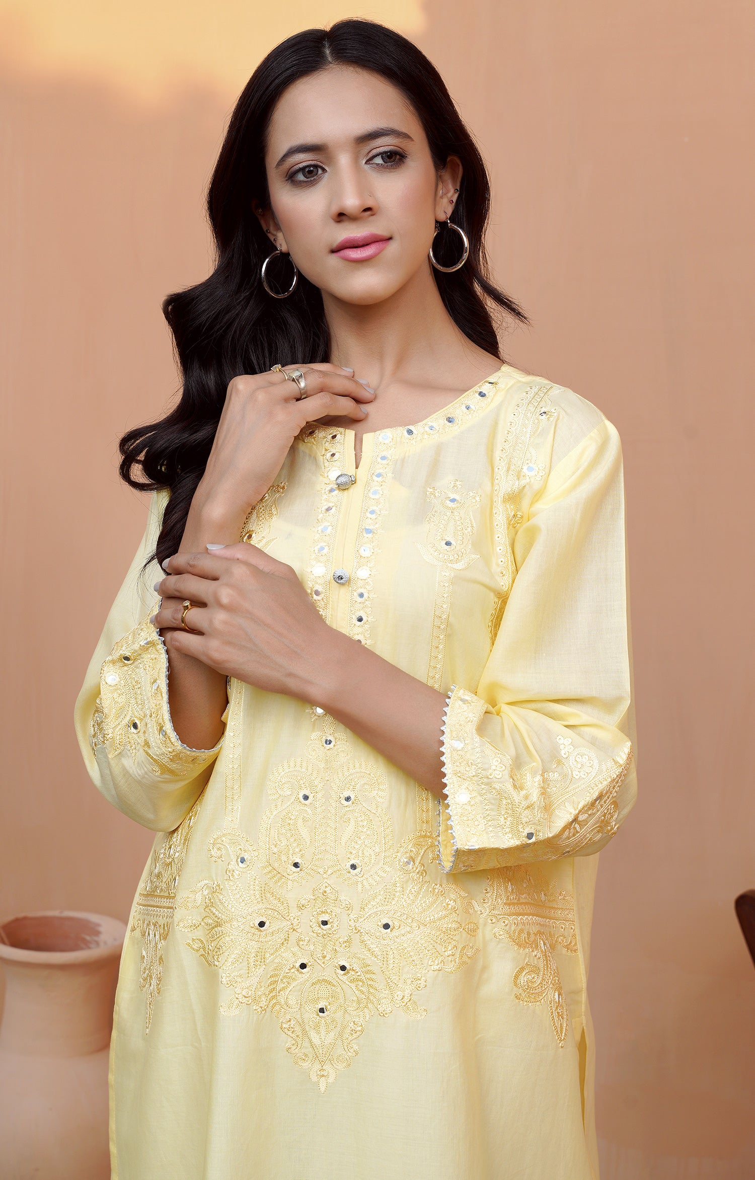 YELLOW PEAR - EMBROIDERED SHIRT