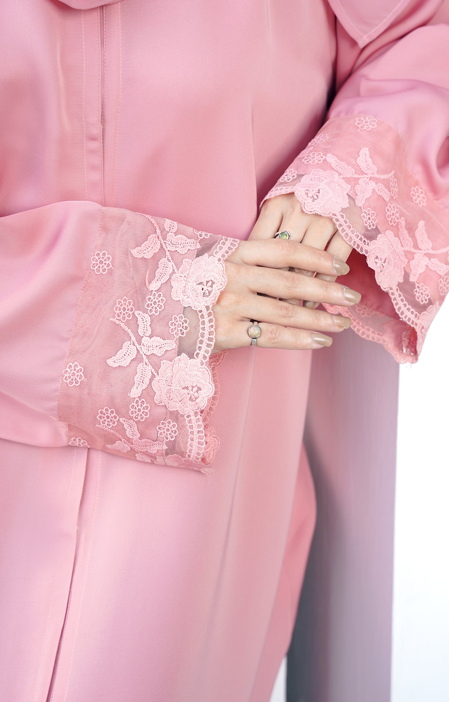 Camellia Pink Front Open Abaya